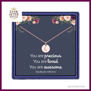 Initial Disc Necklace Minimal Chic Elegant Dainty Pendant Jewelry Gift